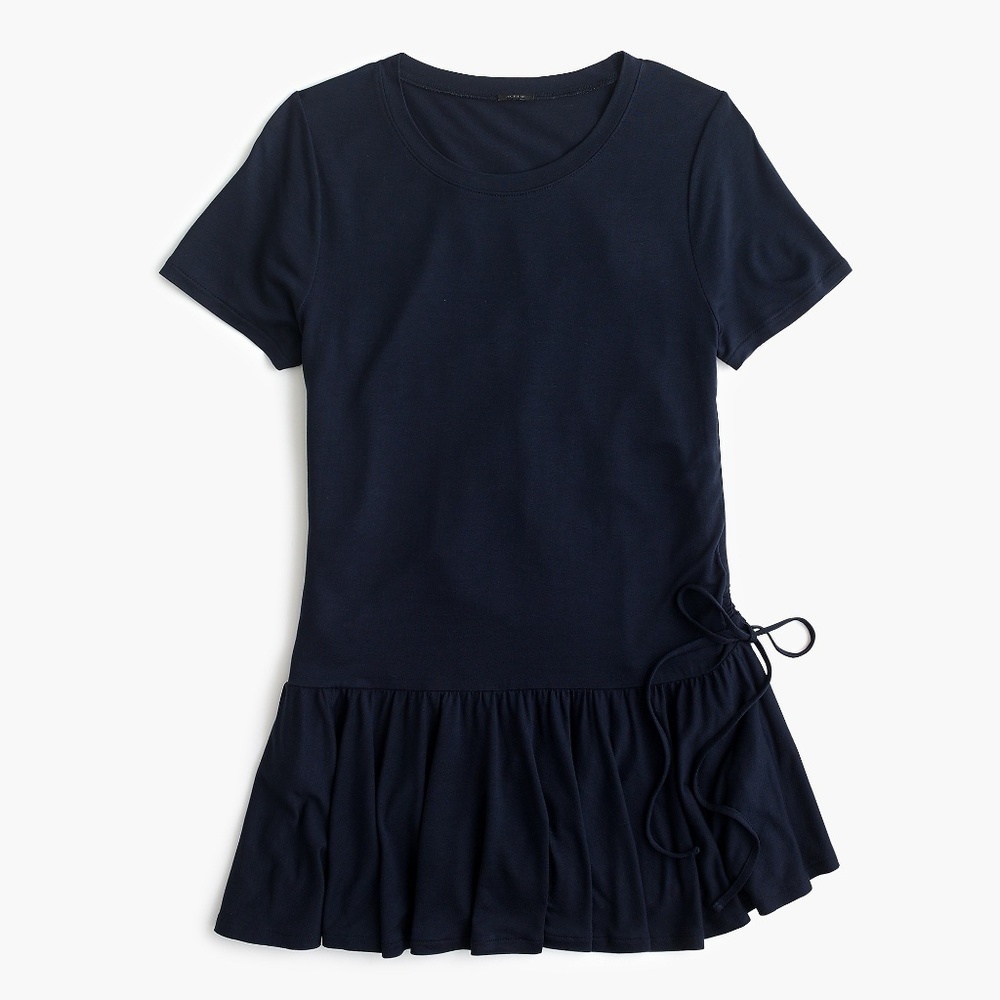 J.Crew Womens Gathered Peplum T-Shirt Navy Blue Size L Lyocell NWT